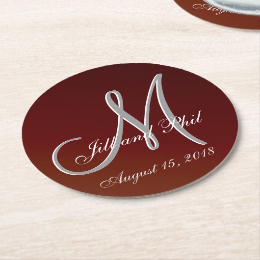 アーストーンレッド3Dモノグラム ラウンドペーパーコースター (アングル)