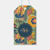 アーストーン抽象芸術花パターン,モノグラム ギフトタグ (正面)