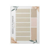 アーストーン抽象芸術&グリーン葉プランナーウィークリー ノートパッド (回転)