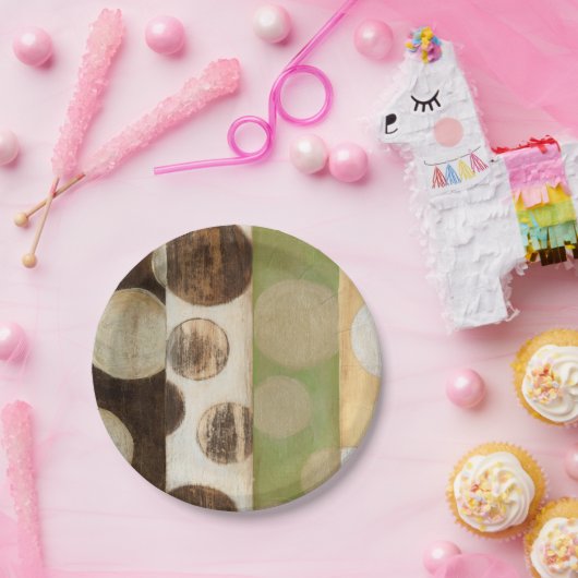 アーストーン木材パネ絵画ルと円 ペーパープレート (パーティー)