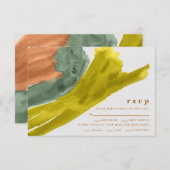 アーストーン水カラーモダンウェディングRSVPカード サンキューカード (正面/裏面)