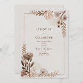 アーストーン素朴フォークフローラ結婚ズ 招待状 (正面/裏面)