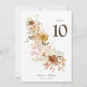 アーストーン結婚ワイルドフラワーのテーブル番号カード 招待状 (正面)