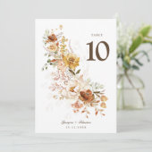 アーストーン結婚ワイルドフラワーのテーブル番号カード 招待状 (スタンド正面)