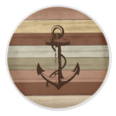 アーストーン色の木航海ののストライプいかり セラミックノブ (正面)