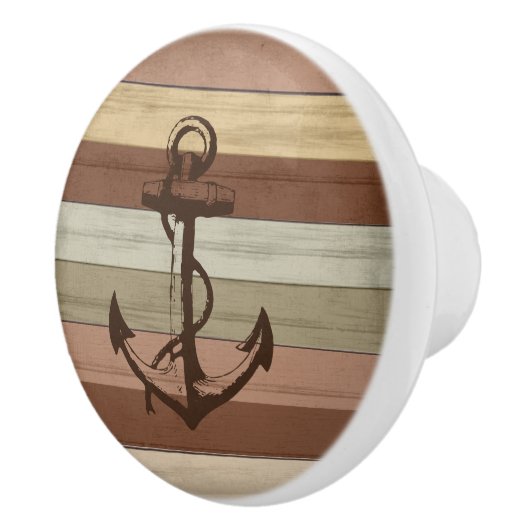 アーストーン色の木航海ののストライプいかり セラミックノブ (右)
