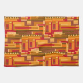 アーストーン赤いオレンジ色の茶色の抽象芸術パターン キッチンタオル (横)