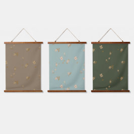 アーストーン+クリームDitsyWoodトップウォールタペストリー 吊り下げ型タペストリー