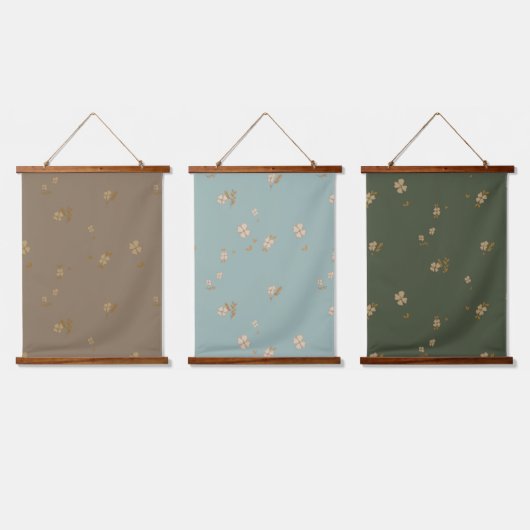 アーストーン+クリームDitsyWoodトップウォールタペストリー 吊り下げ型タペストリー (トリプル)