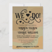 アーストーン レトロ スワール QR コード フォト ウェディング 招待状 (正面)