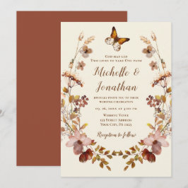 アーストーン ワイルドフラワーのリース クリスチャン ウェディング 招待状