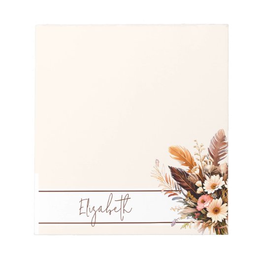 アーストーンbohoブーケパーソナライズされた ノートパッド (正面)
