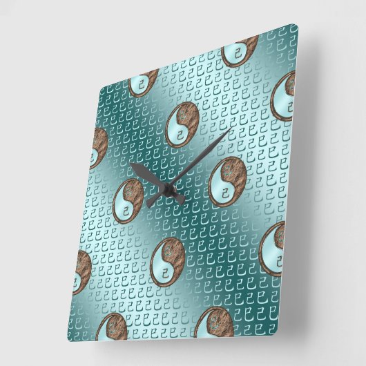 アースネーク年 スクエア壁時計 (傾斜)