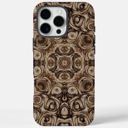 アースブラウンの渦巻きマンダラ ウッドグレイン効果 Case-Mate iPhoneケース (裏面)