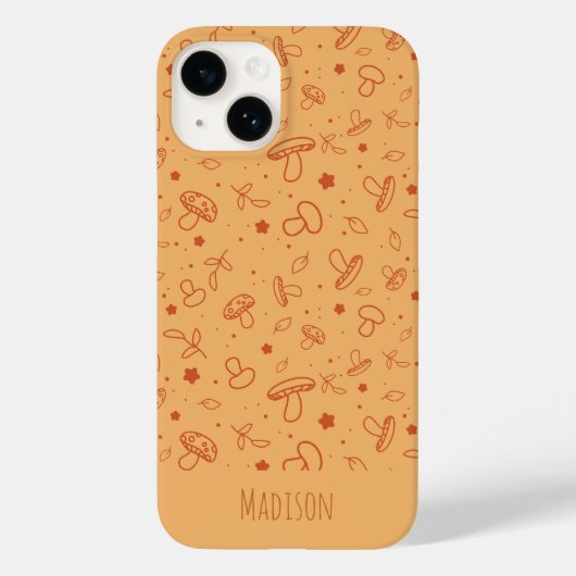 アースブラウンの秋のキノコ柄 Case-Mate iPhoneケース (裏面)
