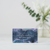 アースブルーエレガントアゲートグリッター大理石ウォーターカラー 名刺 (スタンド正面)