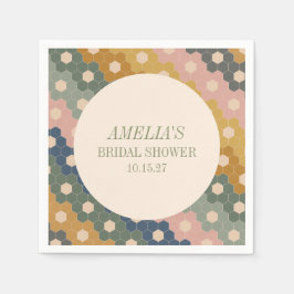 アースボヘミアチック ヴィンテージ カスタム ブライダルシャワー スタンダードカクテルナプキン