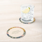 アースボヘミアチック ヴィンテージ カスタム ブライダルシャワー ラウンドペーパーコースター (インサイチュ)
