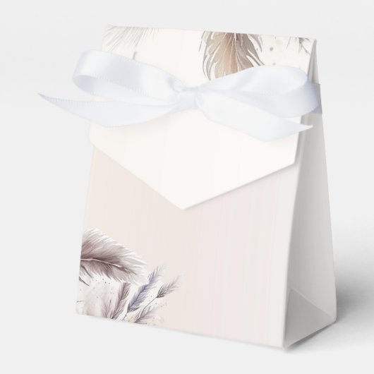 アースボヘミアンフラワーフェザーウェディング フェイバーボックス (正面サイド)