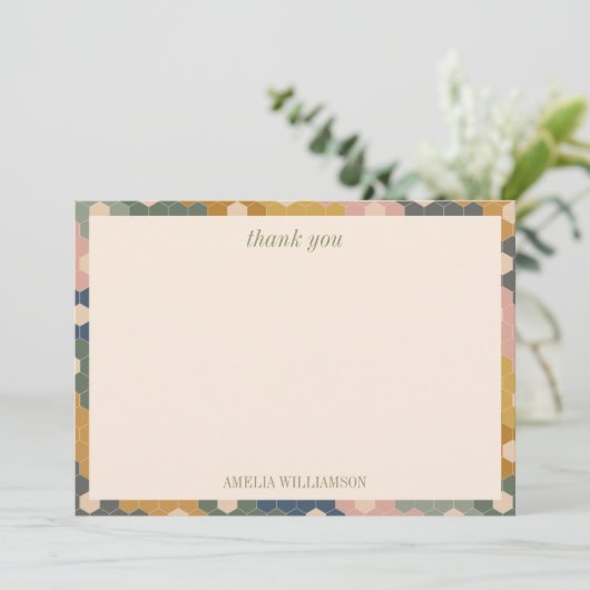 アースボヘミアン ヴィンテージ ブライズシャワー パーソナライズド サンキューカード (スタンド正面)