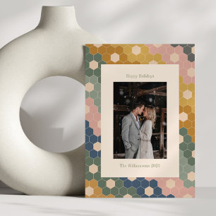 アースボホチック ヴィンテージ モダン ウェディング フォト シーズンカード