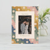 アースボホチック ヴィンテージ モダン ウェディング フォト シーズンカード (スタンド正面)