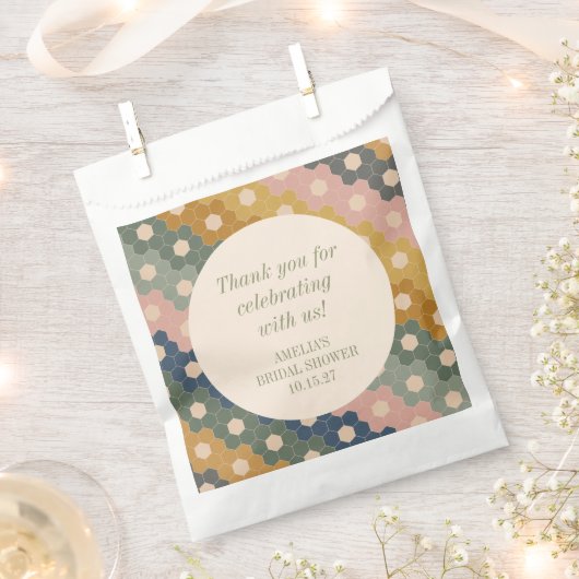 アースボホヴィンテージ カスタム ブライダルシャワー 感謝 フェイバーバッグ (クリップ留めされた状態)