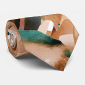 アースモダントーン抽象芸術テラコッタブラウン ネクタイ (ロール)