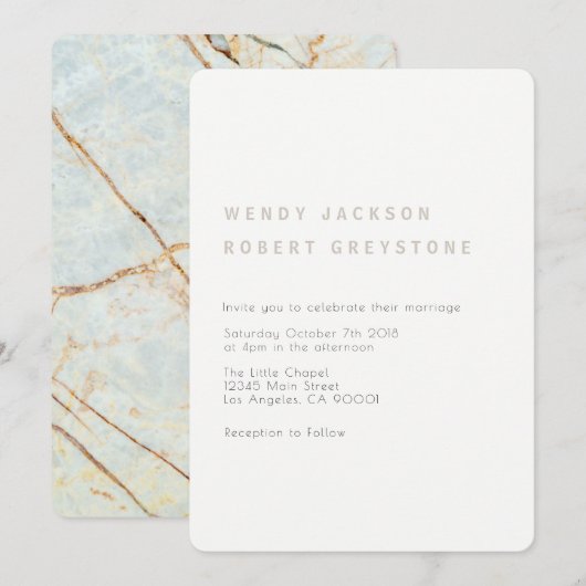 アースモダンマーブル結婚式招待状 招待状 (正面/裏面)