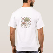 アースリーカントリー コアスタイルのキノコの植物画グラフィック Tシャツ (裏面)