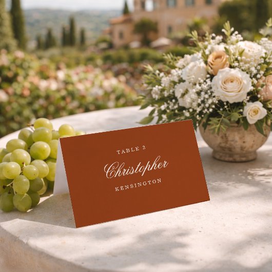 アースリーシックテラコッタ結婚式プレイスカード テーブルナンバー