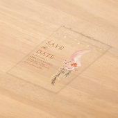アースリー フラワー 三日月 ウェディング セーブ ザ デート アクリル招待状 (レイダウン)