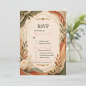 アースリー ボタニカル アーチ インビテーション RSVP カード (スタンド正面)