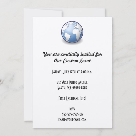 アースワールドグローブタンゴ 招待状 (正面)