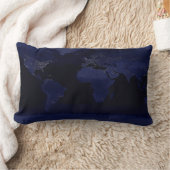 アースワールドマップシティライトアットナイトサテライト ランバークッション (ブランケット)