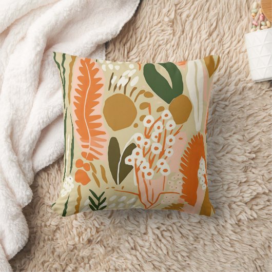 アースートーンオリーブグリーンテラコッタオレンジ抽象芸術 クッション (ブランケット)