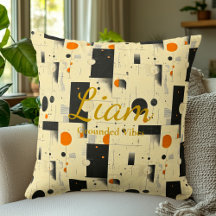 アース付きバイブ – ブラック、オレンジ、クリームジオメトリック