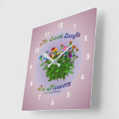 アース引用文《植物》百日草フラ感動的ワー スクエア壁時計 (傾斜)