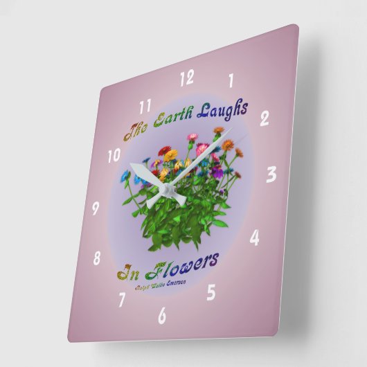 アース引用文《植物》百日草フラ感動的ワー スクエア壁時計 (傾斜)