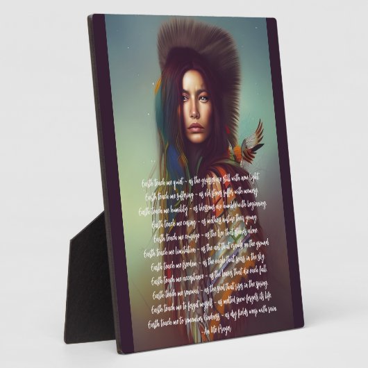 アース教えミー祈りの言葉先住民女性の卓上 フォトプラーク (側面)