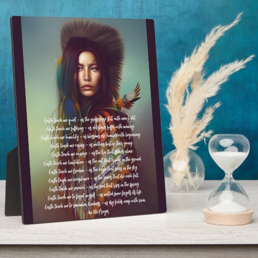 アース教えミー祈りの言葉先住民女性の卓上 フォトプラーク (側面)