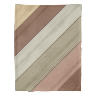 アース素朴トーン木材ストライプのパターン 掛け布団カバー