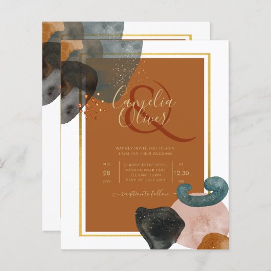 アース結婚トーンズテラコッタグリーン金ゴールド抽象芸術 (正面/裏面)