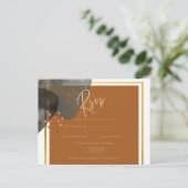 アース結婚トーンズテラコッタグリーン金ゴールド抽象芸術 ポストカード (スタンド正面)