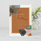 アース結婚トーンズテラコッタグリーン金ゴールド抽象芸術 招待状 (スタンド正面)