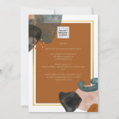 アース結婚トーンズテラコッタグリーン金ゴールド抽象芸術 招待状 (裏面)