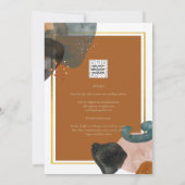 アース結婚トーンズテラコッタグリーン金ゴールド抽象芸術 招待状 (裏面)