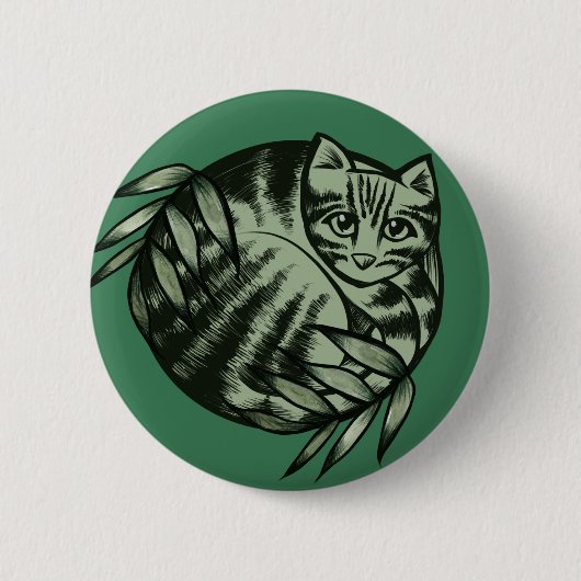 アース自然ストライプタイガーTabby Cat Art 缶バッジ (正面)