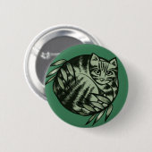 アース自然ストライプタイガーTabby Cat Art 缶バッジ (正面&裏面)