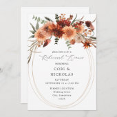 アース&素朴シャンパン花模様リハーサルディナー 招待状 (正面/裏面)